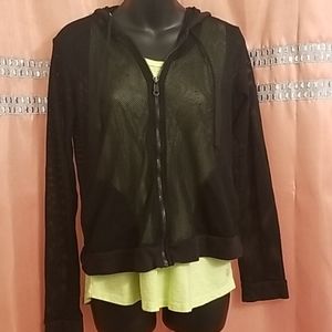 Mesh Hooded Zipup Sweatshirt